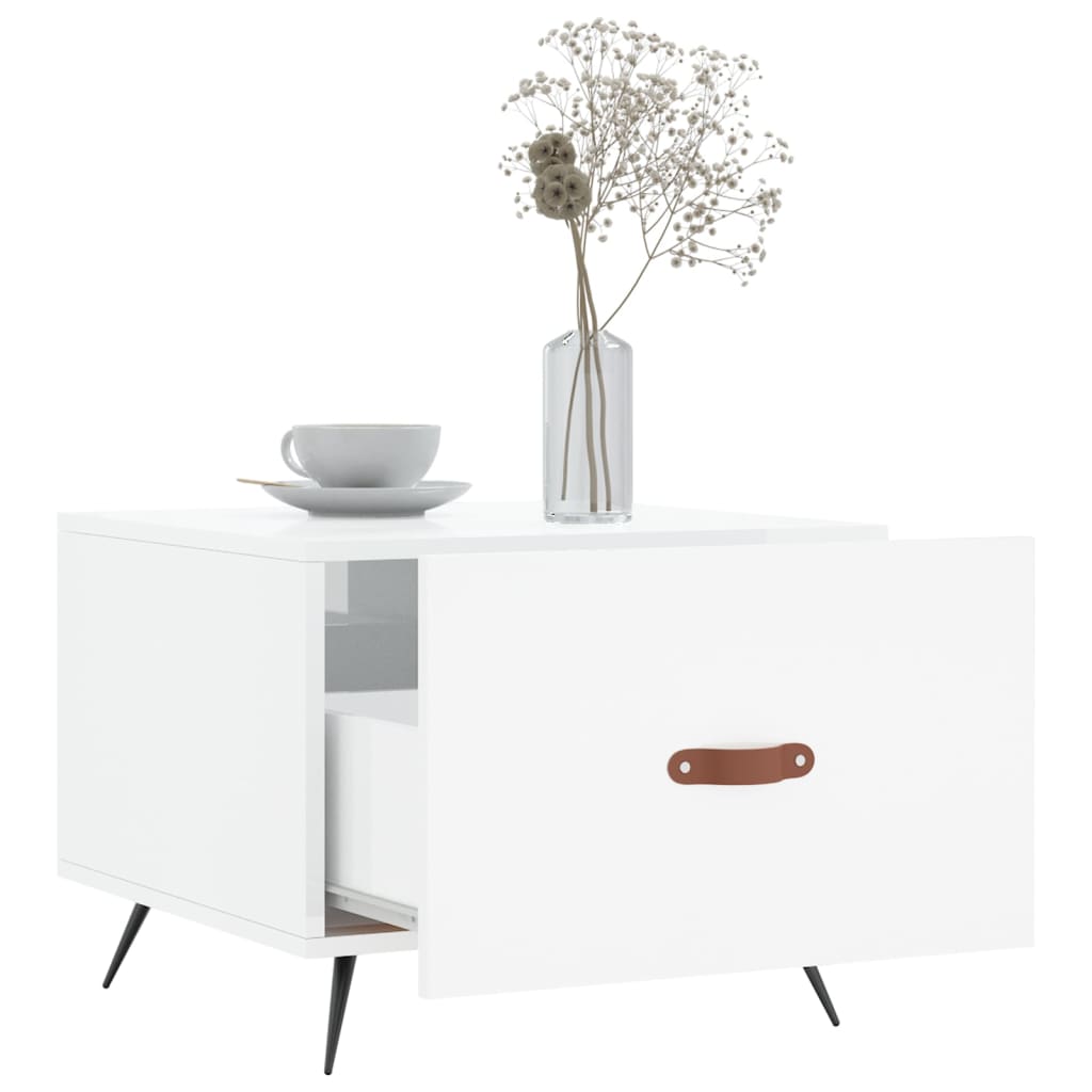 Coffee Table High Gloss White 50x50x40 cm Engineered Wood