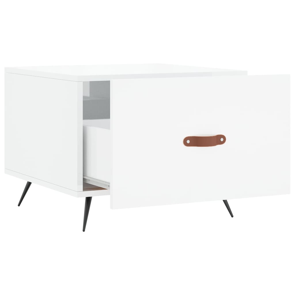 Coffee Table High Gloss White 50x50x40 cm Engineered Wood