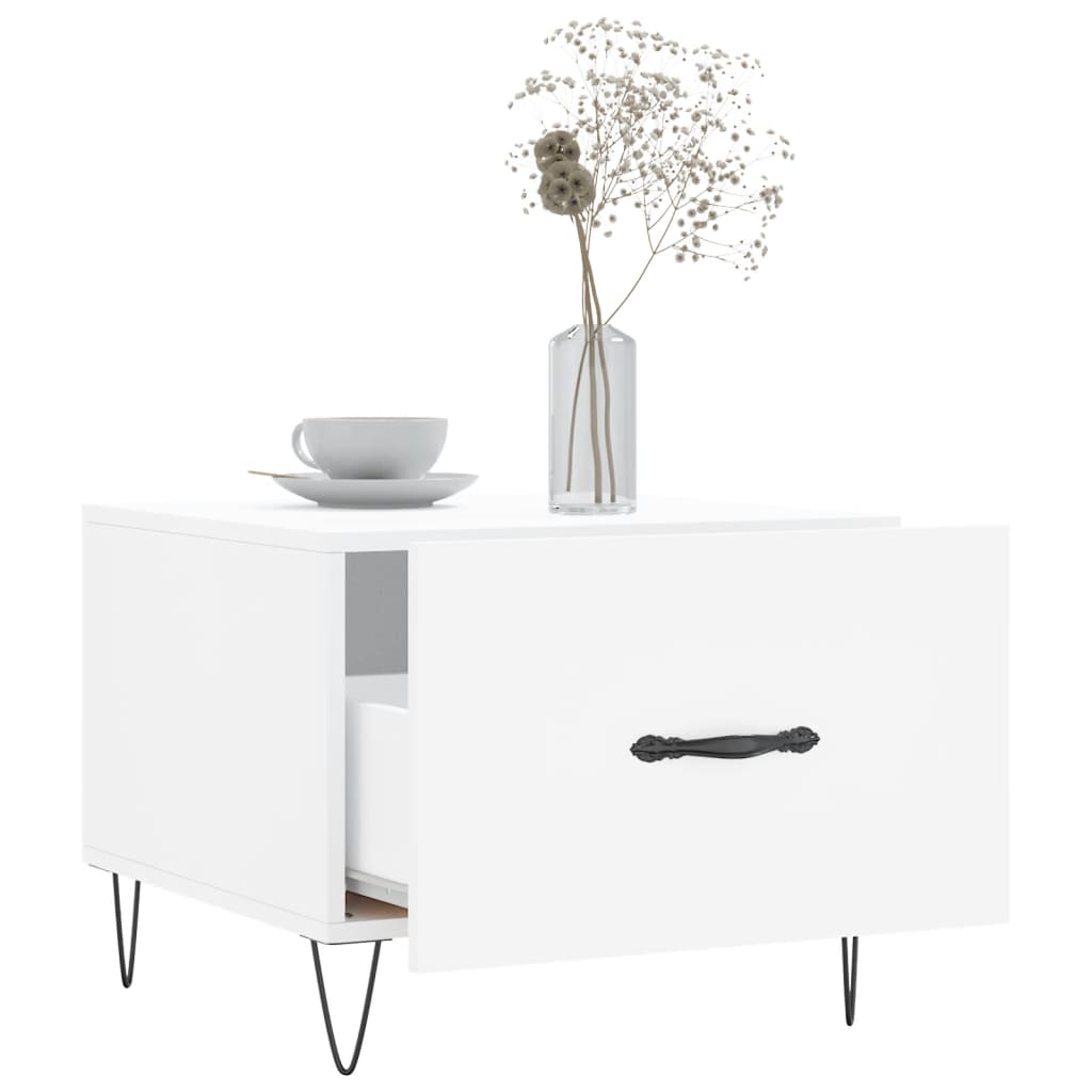 Coffee Table White 50x50x40 cm Engineered Wood