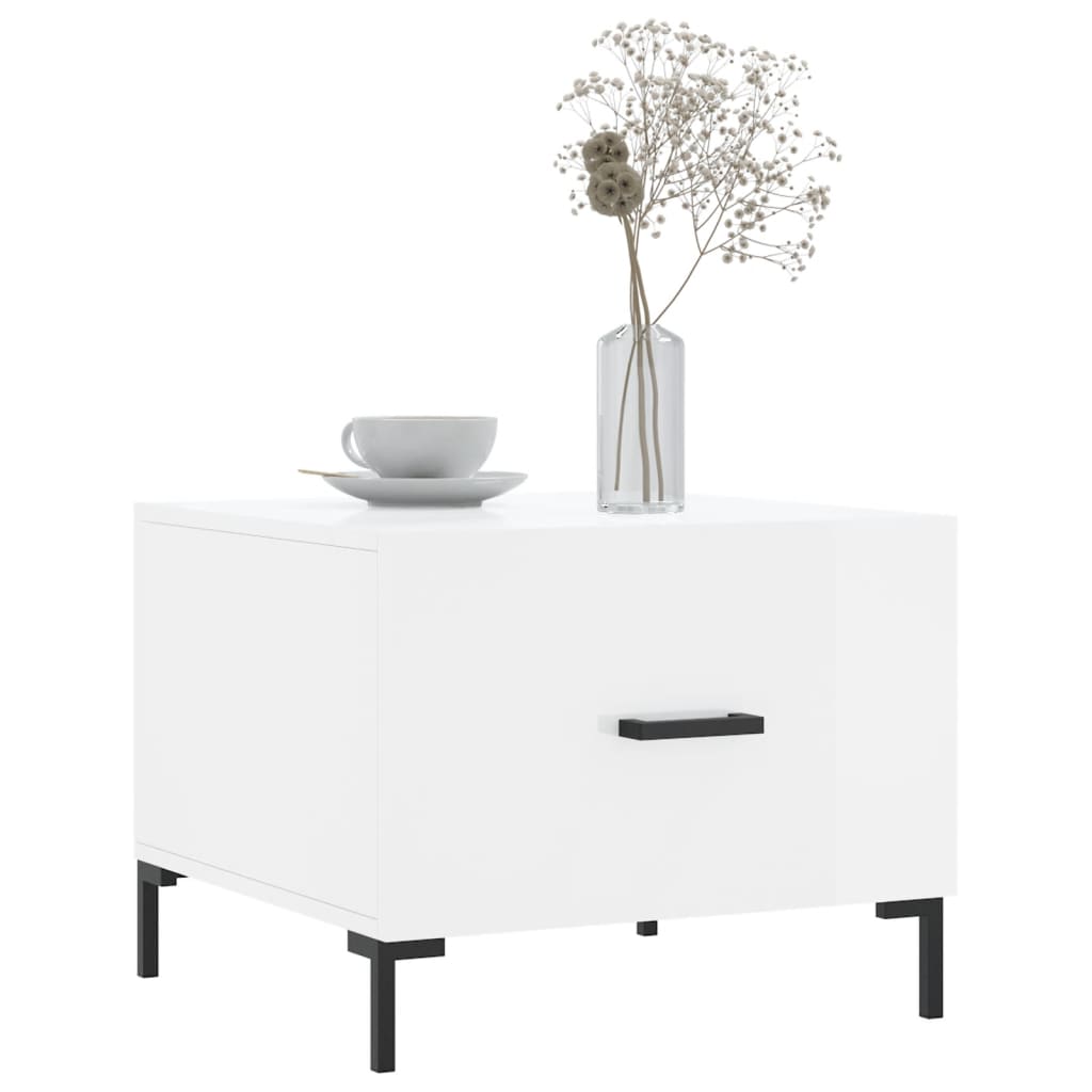 Coffee Table High Gloss White 50x50x40 cm Engineered Wood