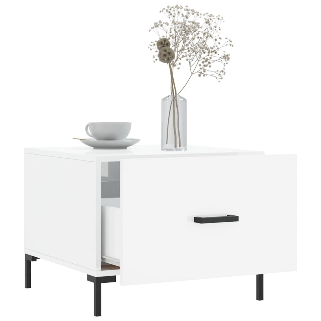 Coffee Table High Gloss White 50x50x40 cm Engineered Wood
