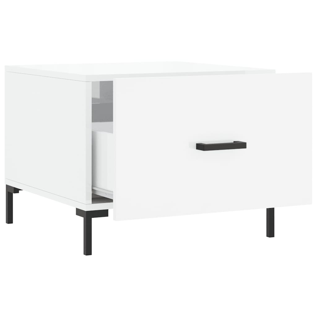 Coffee Table High Gloss White 50x50x40 cm Engineered Wood