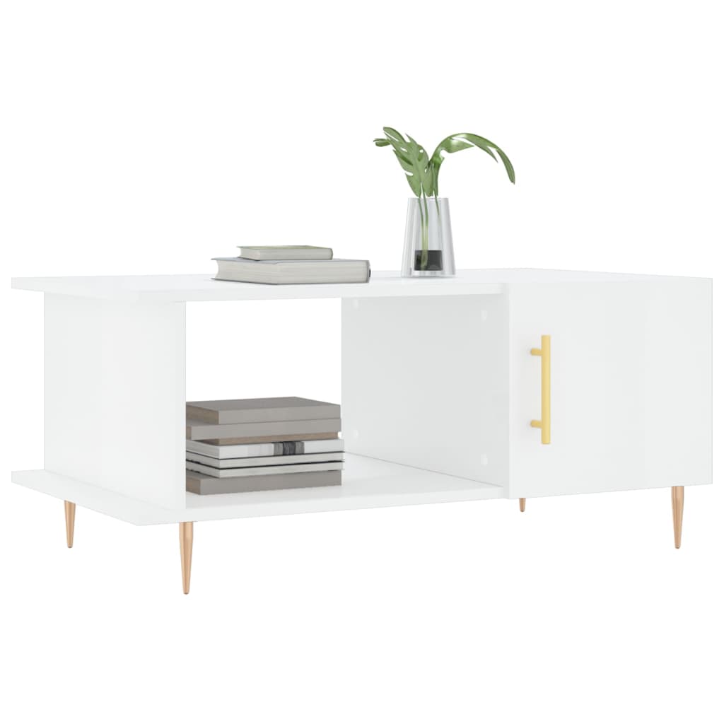 Coffee Table High Gloss White 90x50x40 cm Engineered Wood