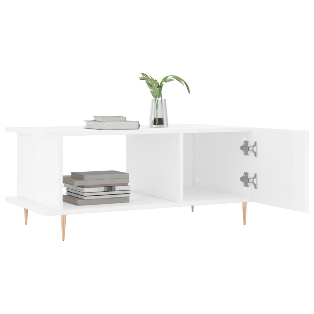 Coffee Table High Gloss White 90x50x40 cm Engineered Wood
