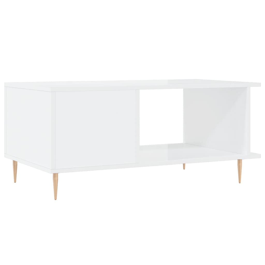 Coffee Table High Gloss White 90x50x40 cm Engineered Wood