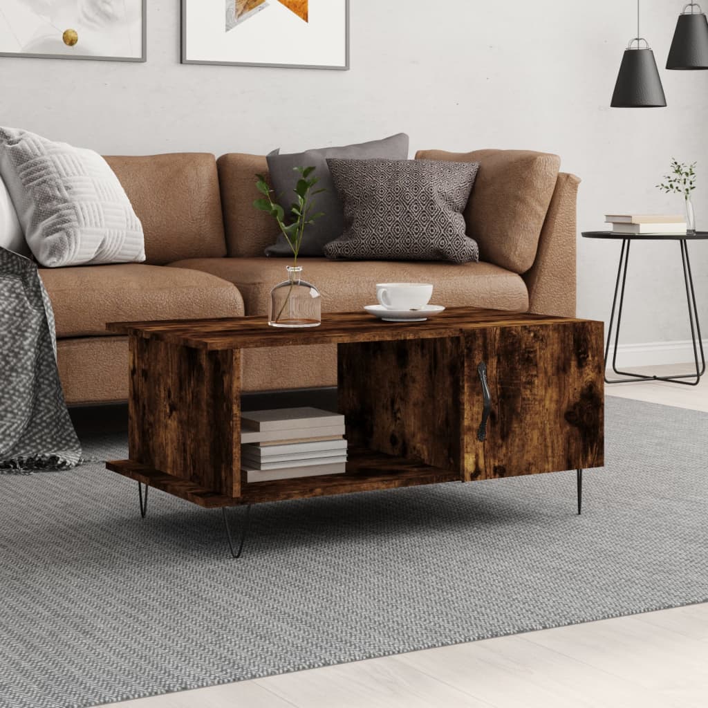 Coffee Table Smoked Oak 90x50x40 cm Engineered Wood
