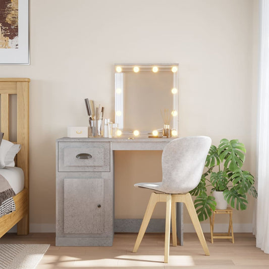Dressing Table with LED Lights Concrete Grey 90x42x132.5 cm