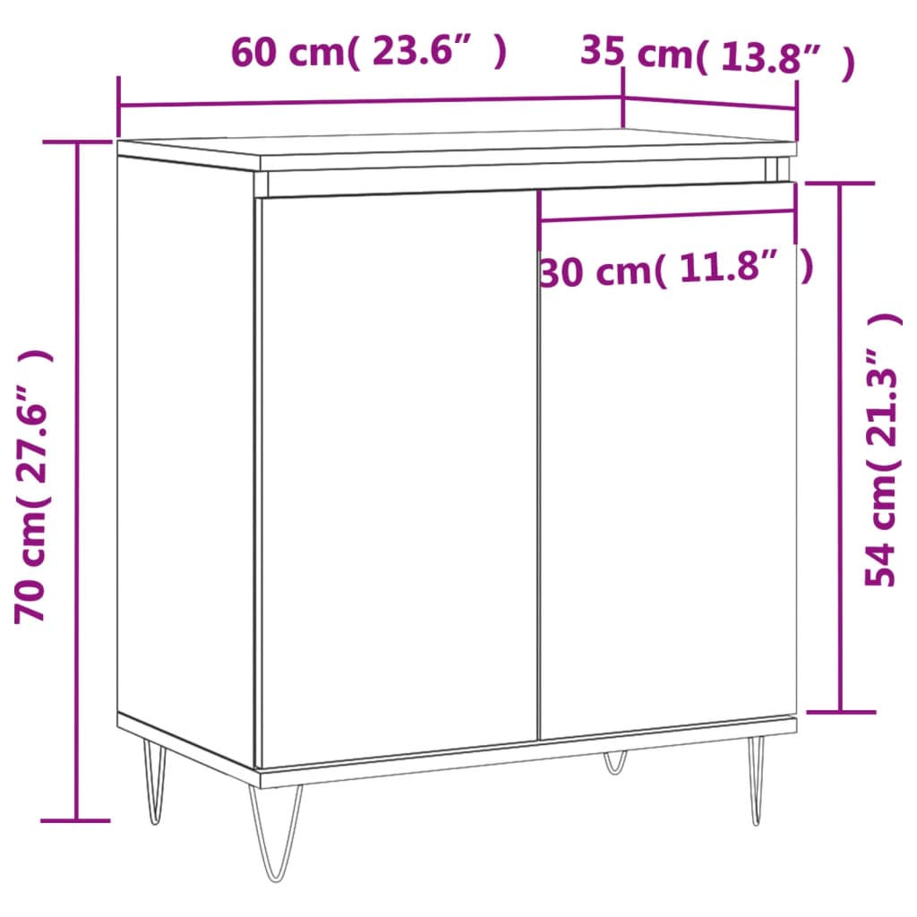 Sideboard Grey Sonoma 60x35x70 cm Engineered Wood