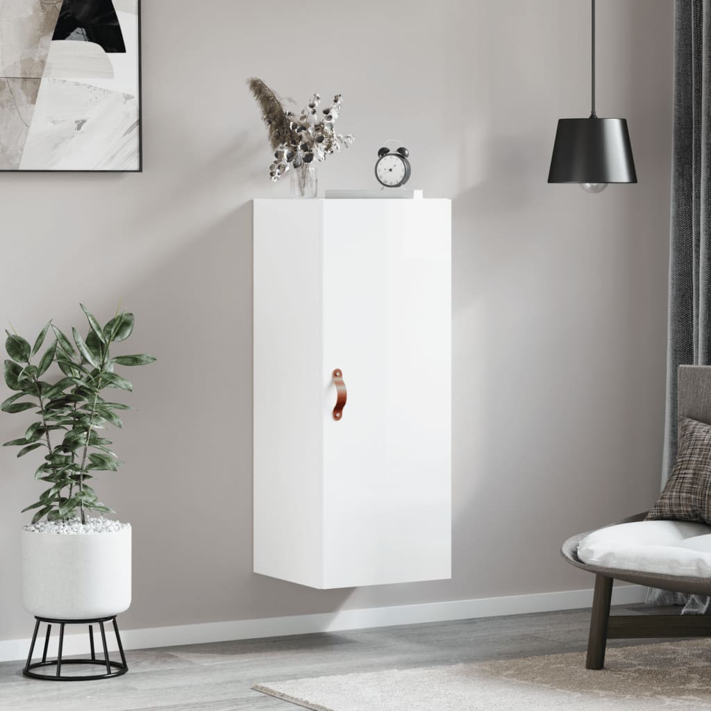 Wall Mounted Cabinet High Gloss White 34.5x34x90 cm