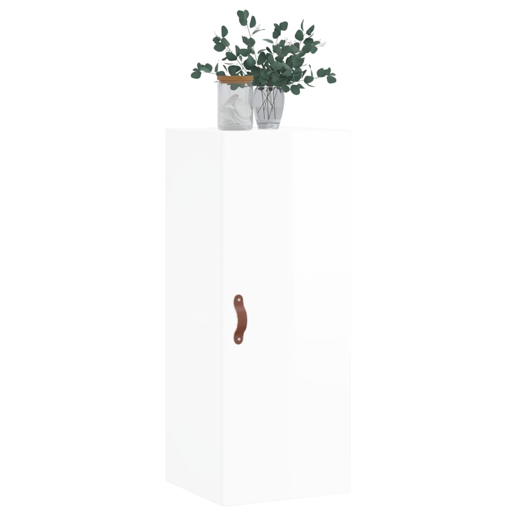 Wall Mounted Cabinet High Gloss White 34.5x34x90 cm