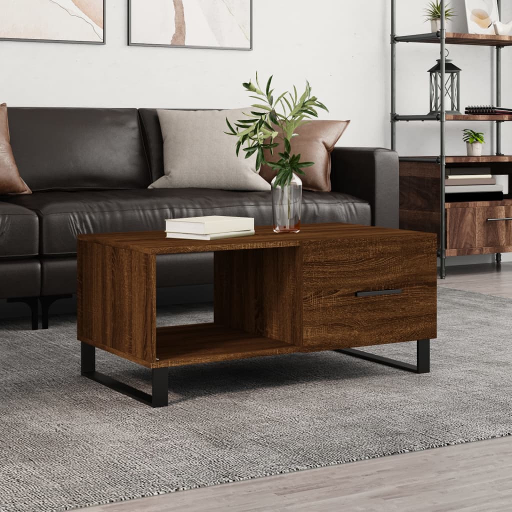 Coffee Table Brown Oak 90x50x40 cm Engineered Wood