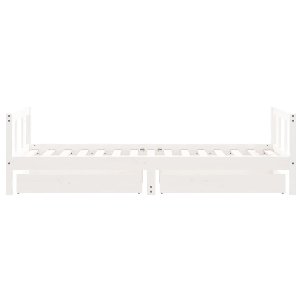 Kids Bed Frame with Drawers White 90x190 cm Solid Wood Pine
