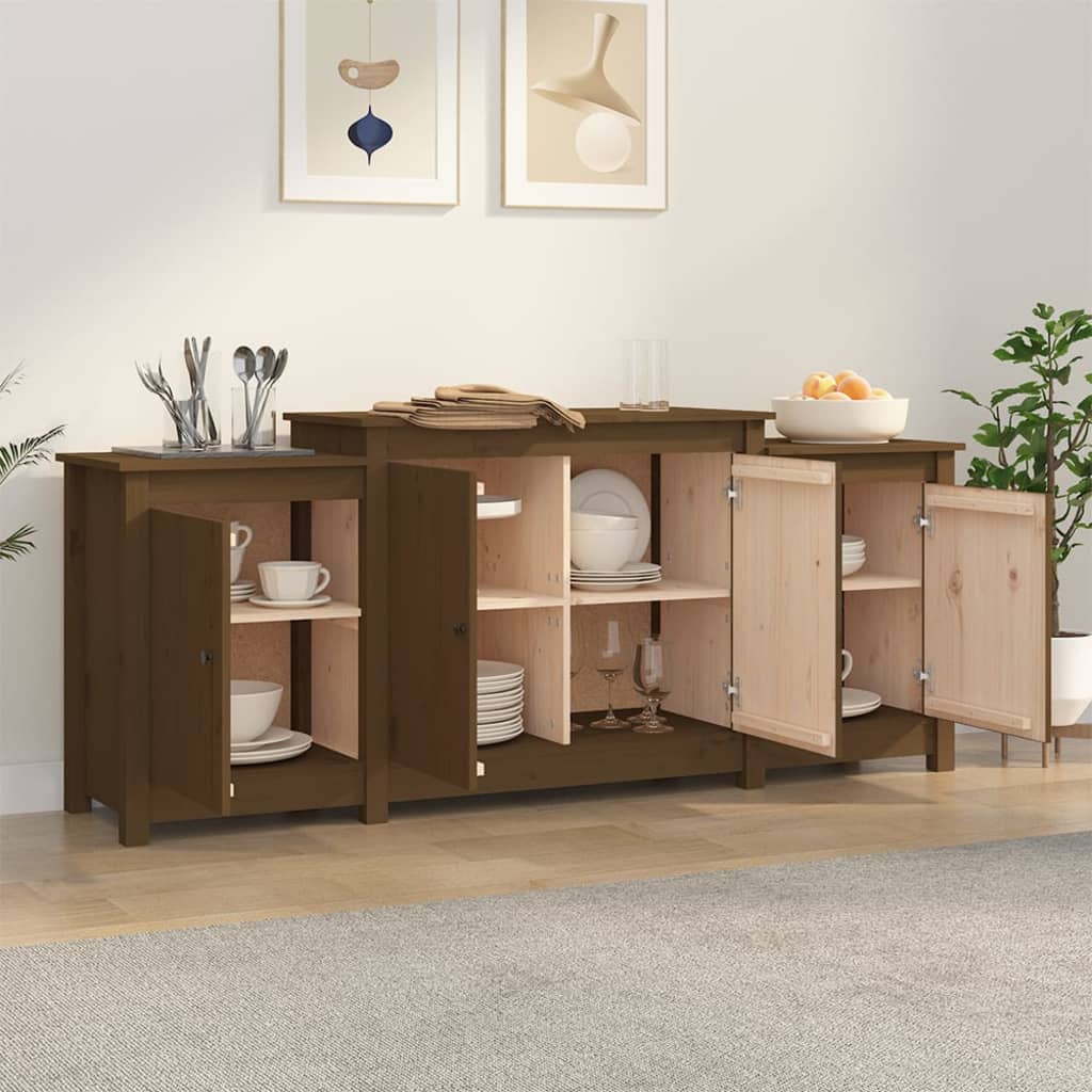 Sideboard Honey Brown 164x37x68 cm Solid Wood Pine