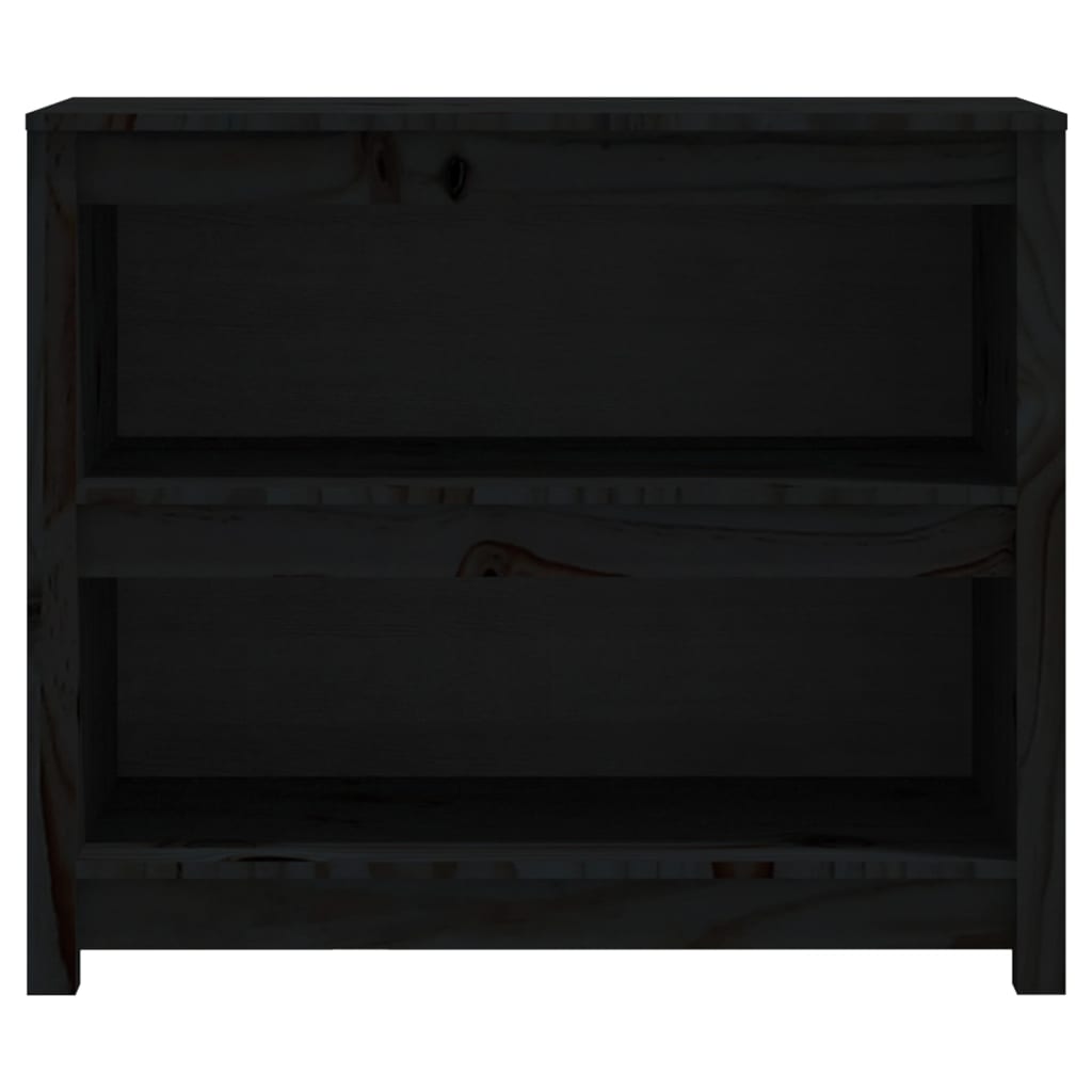 Book Cabinet Black 80x35x68 cm Solid Wood Pine