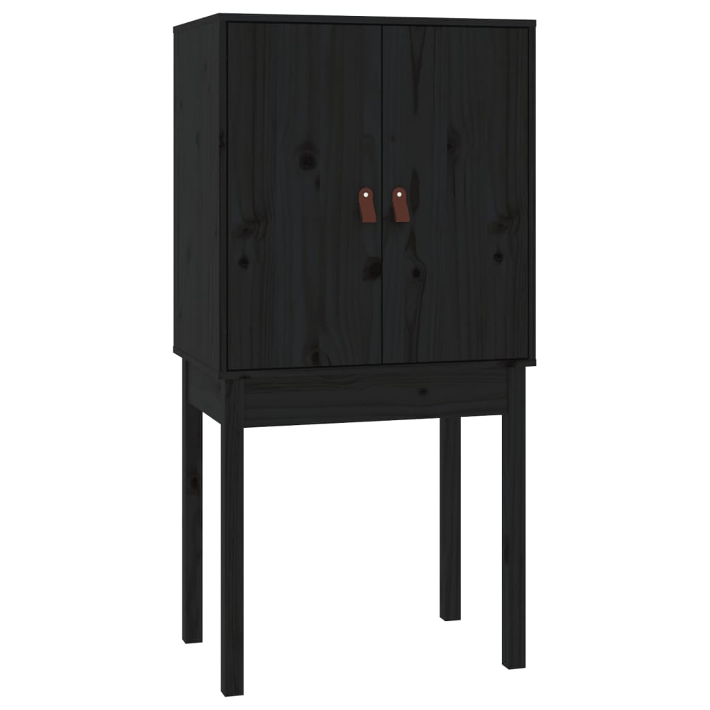 Highboard Black 60x40x120 cm Solid Wood Pine
