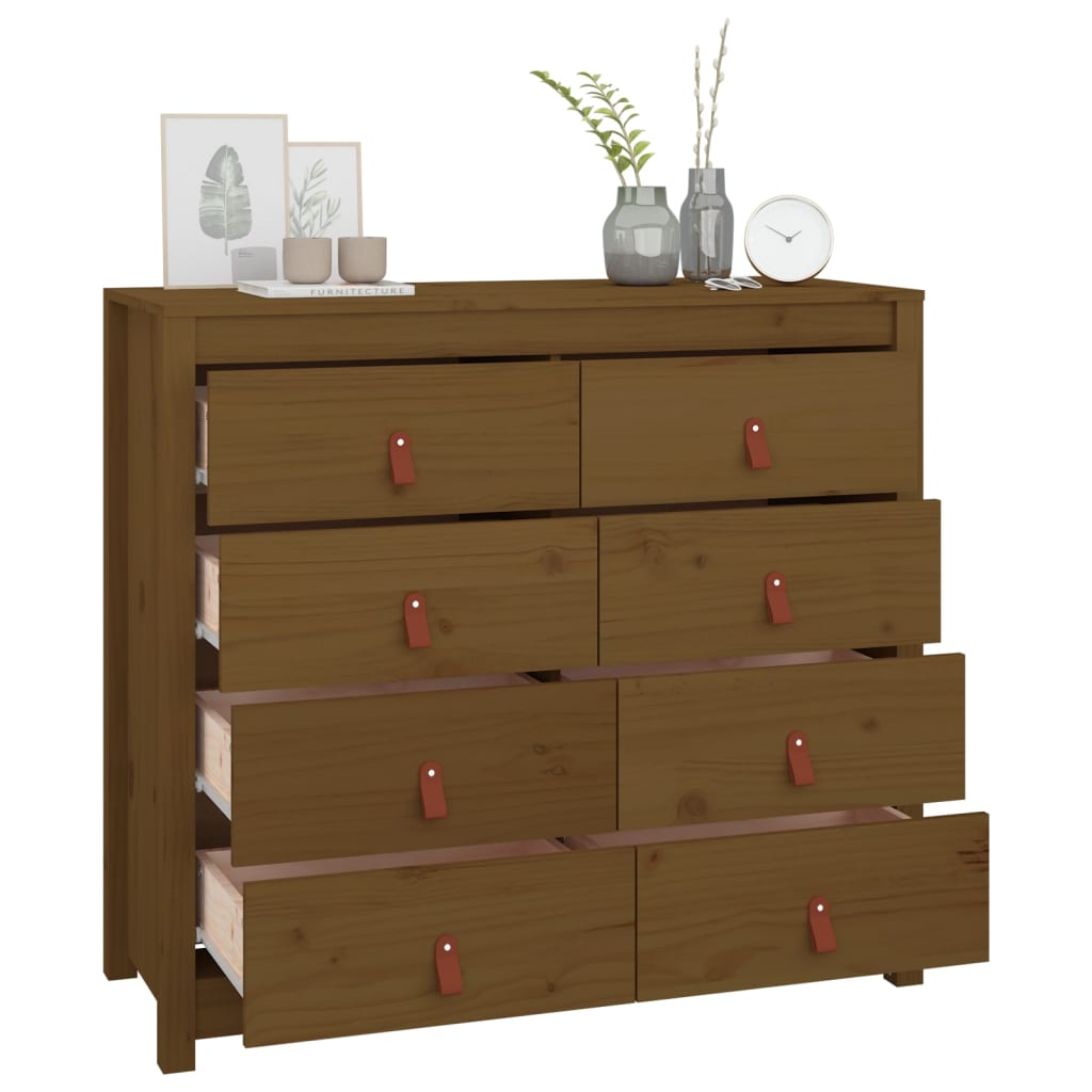 Side Cabinet Honey Brown 100x40x90 cm Solid Wood Pine