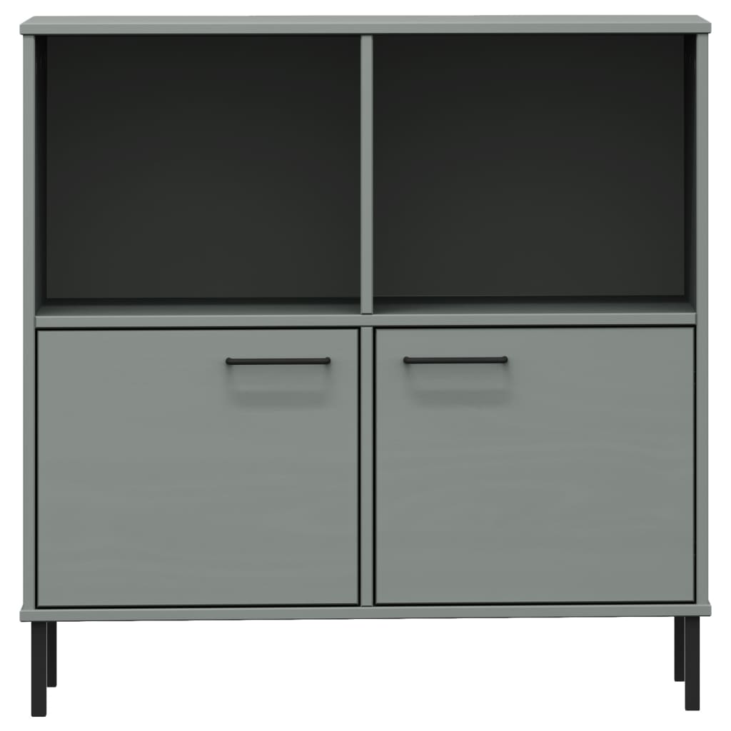 Bookcase with Metal Legs Grey 90x35x90.5 cm Solid Wood OSLO