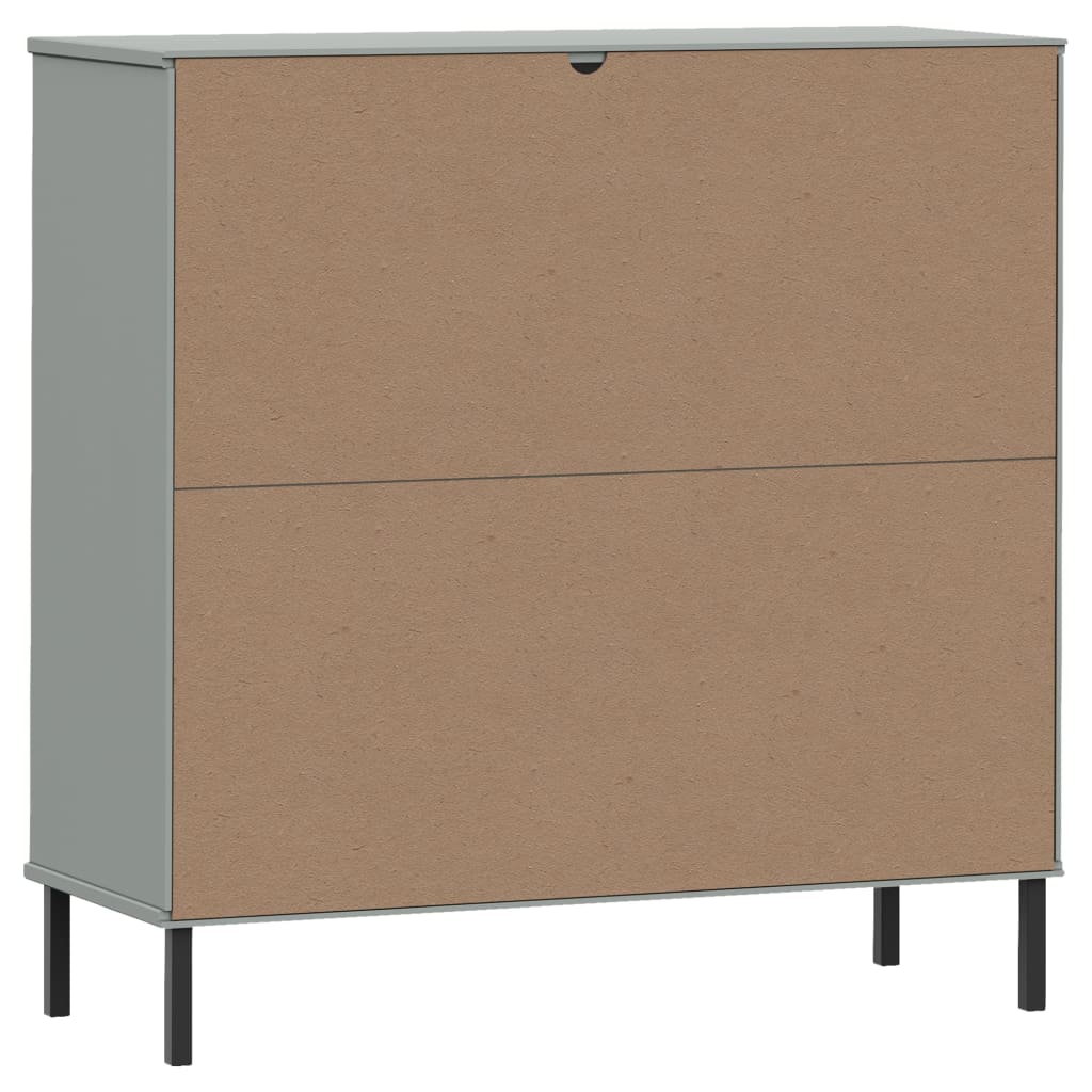 Bookcase with Metal Legs Grey 90x35x90.5 cm Solid Wood OSLO