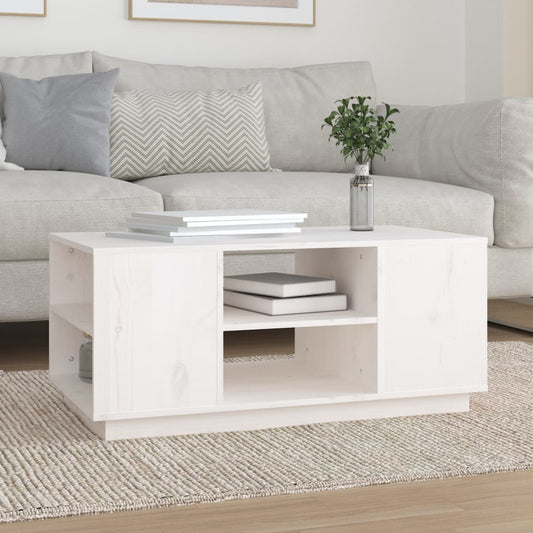 Coffee Table White 90x49x40.5 cm Solid Wood Pine