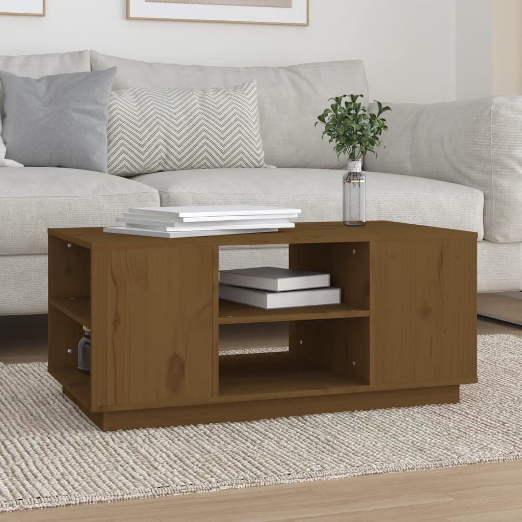 Coffee Table Honey Brown 90x49x40.5 cm Solid Wood Pine