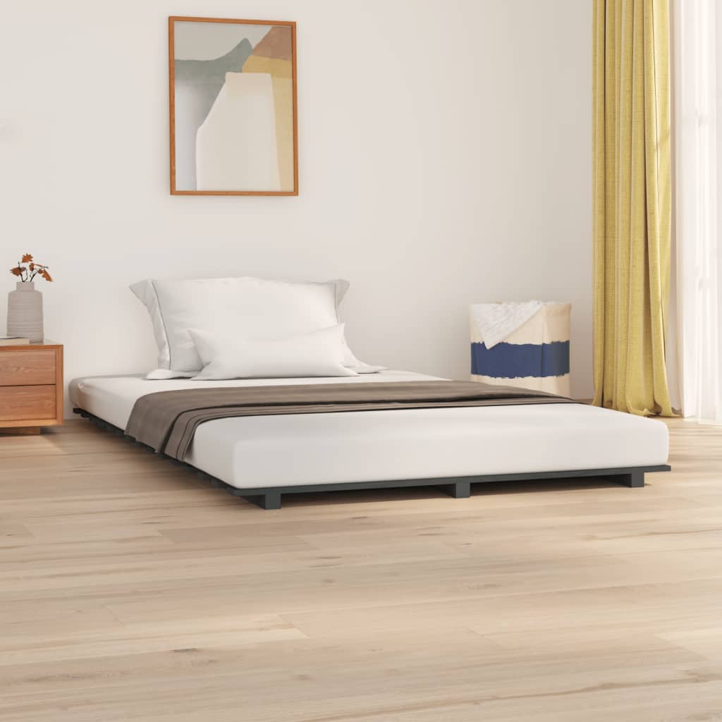 Bed Frame without Mattress Grey 120x200 cm Solid Wood Pine