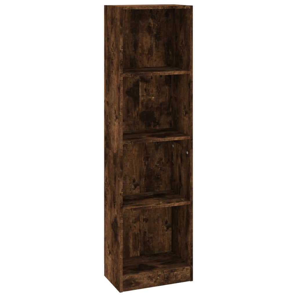 4-Tier Book Cabinet Smoked Oak 40x24x143 cm Engineered Wood