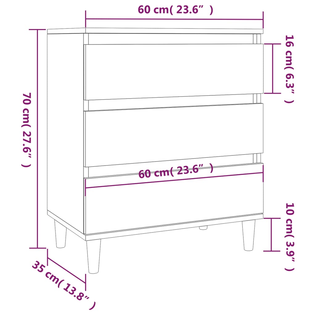 Sideboard Black 60x35x70 cm Engineered Wood