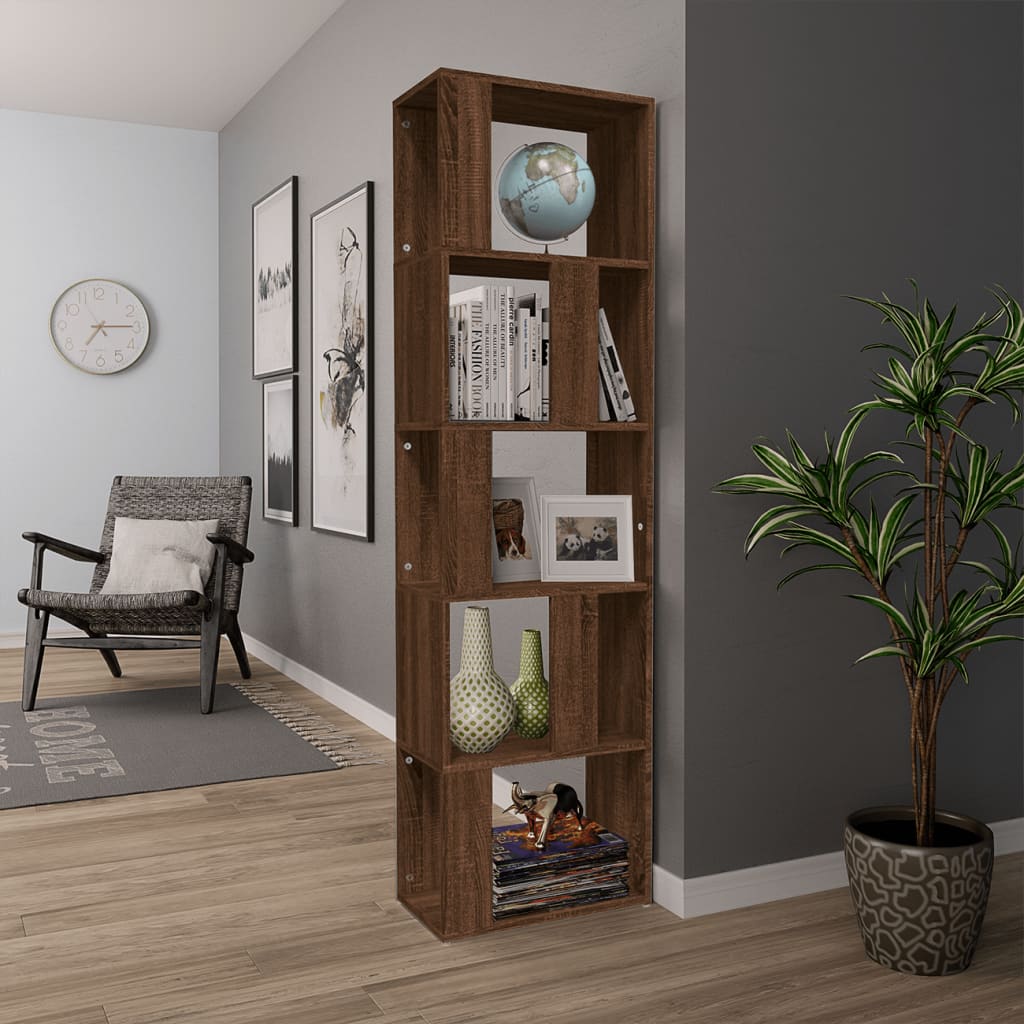 Book Cabinet Brown Oak 45x24x160 cm Engineered Wood