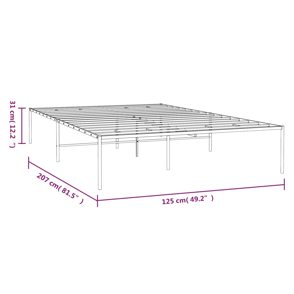 Metal Bed Frame without Mattress Black 120x200cm