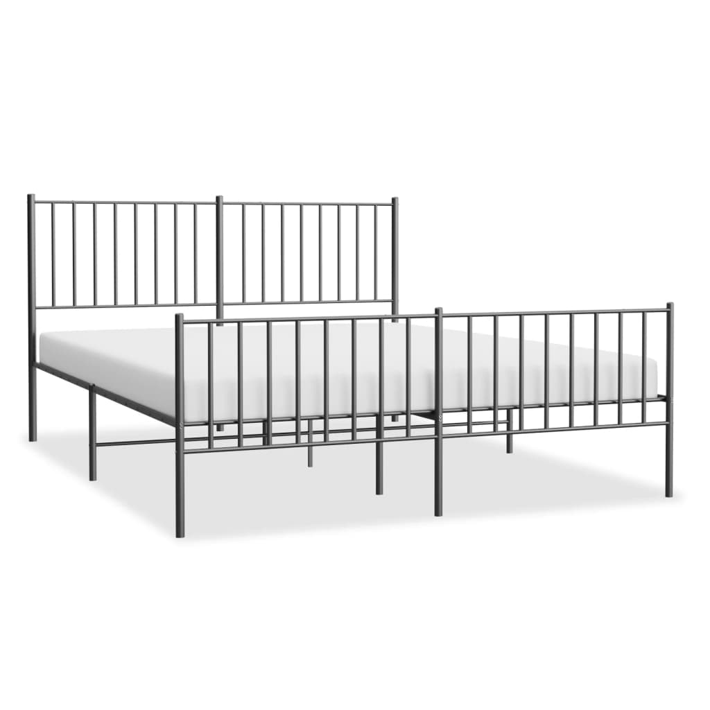 Metal Bed Frame without Mattress with Footboard Black 140x200cm
