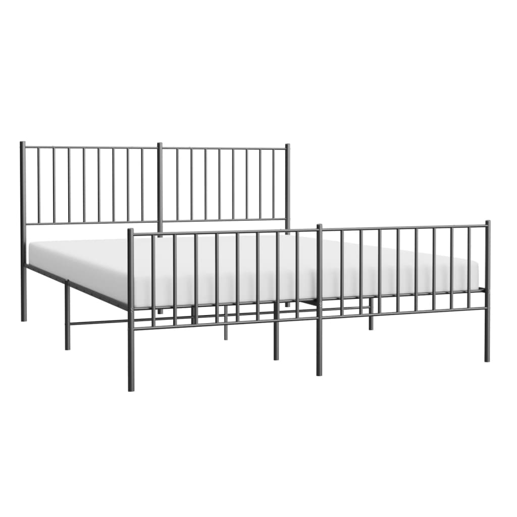 Metal Bed Frame without Mattress with Footboard Black 140x200cm