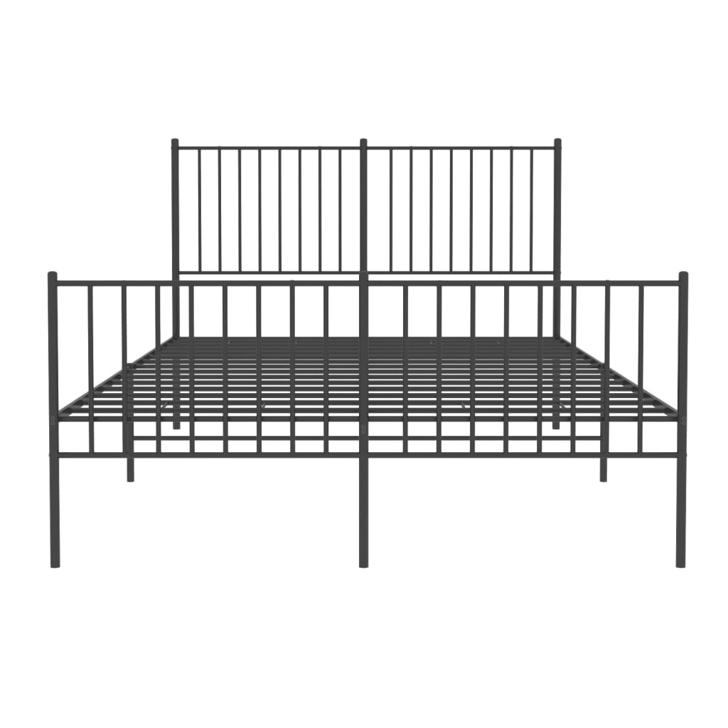Metal Bed Frame without Mattress with Footboard Black 140x200cm