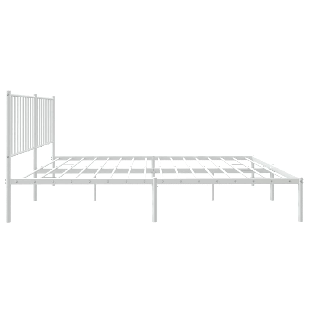 Metal Bed Frame without Mattress with Headboard White 160x200cm