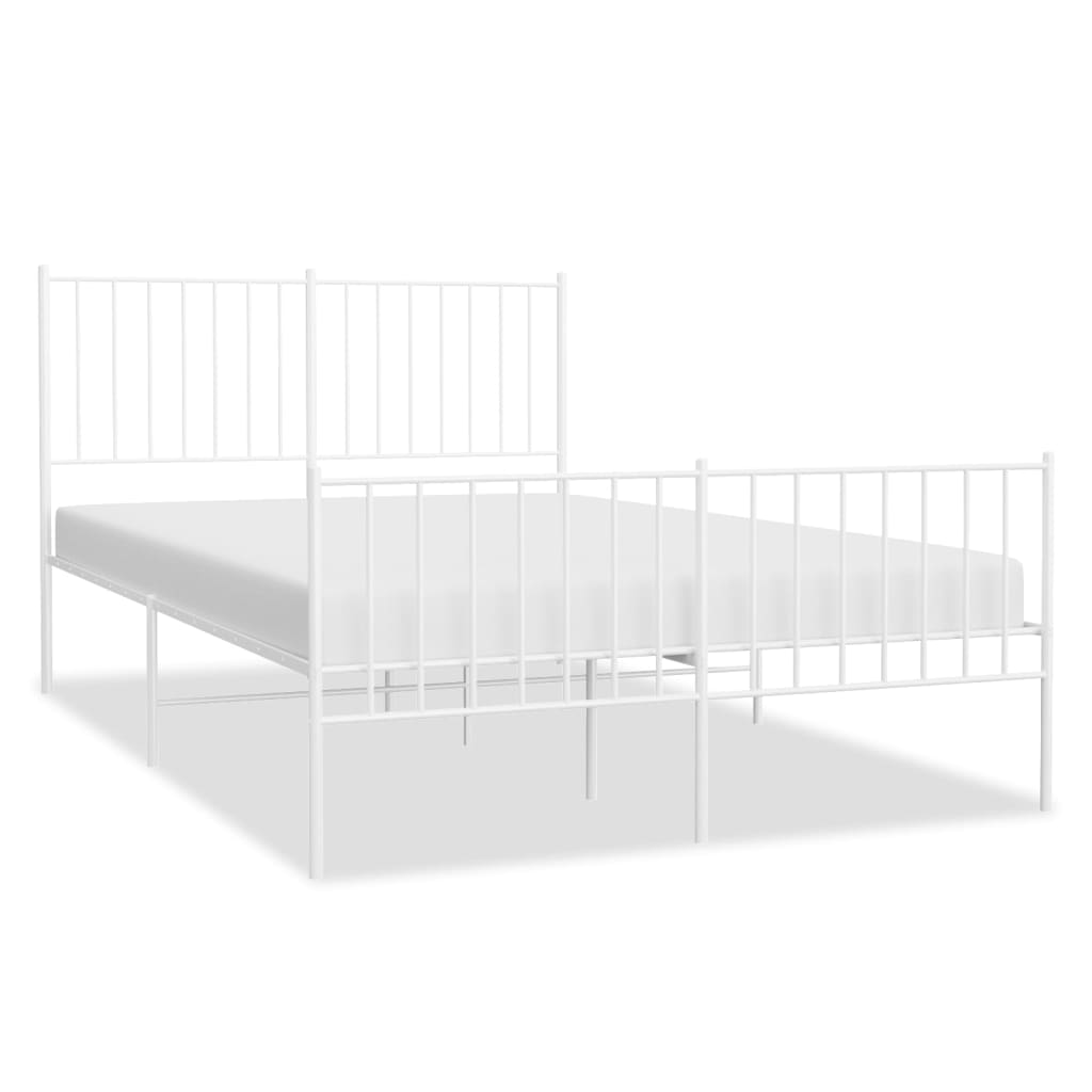 Metal Bed Frame without Mattress with Footboard White 120x190cm