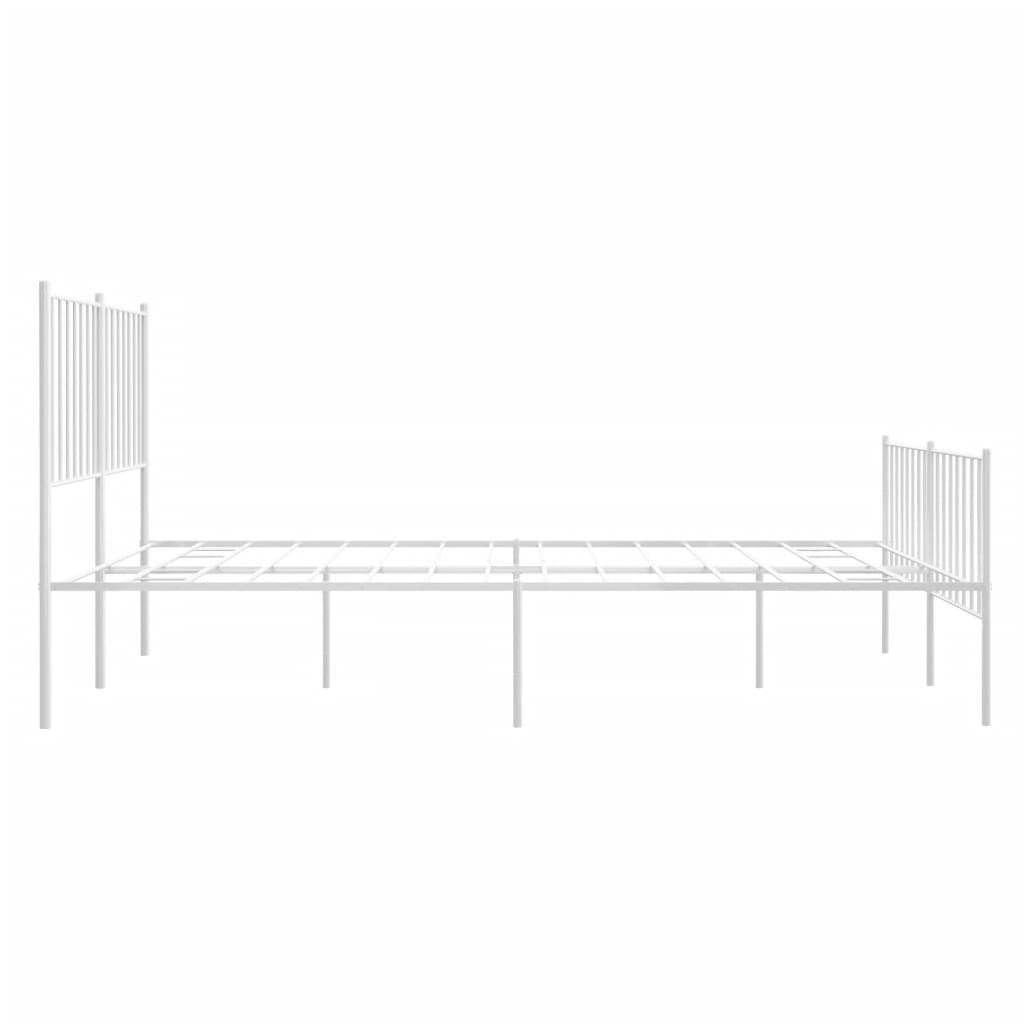 Metal Bed Frame without Mattress with Footboard White 120x190cm