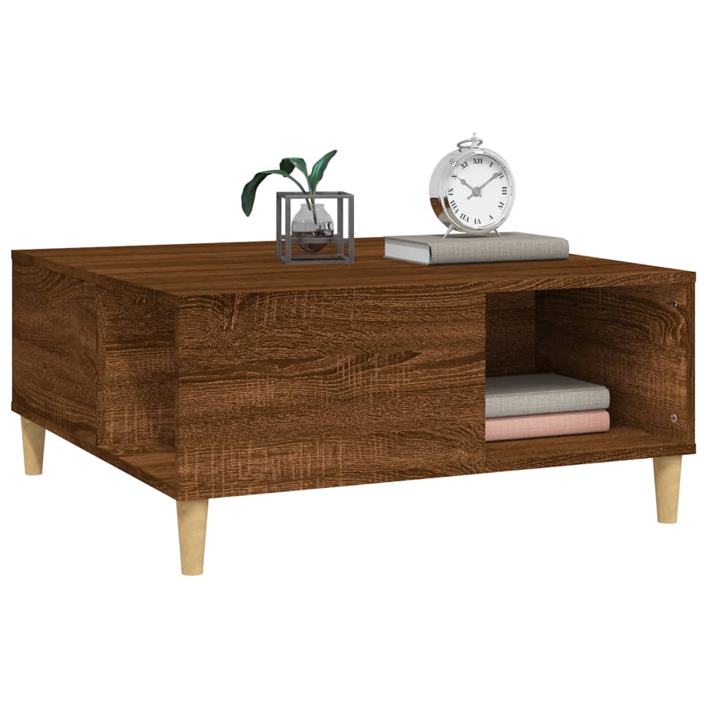 Coffee Table Brown Oak 80x80x36.5 cm Engineered Wood