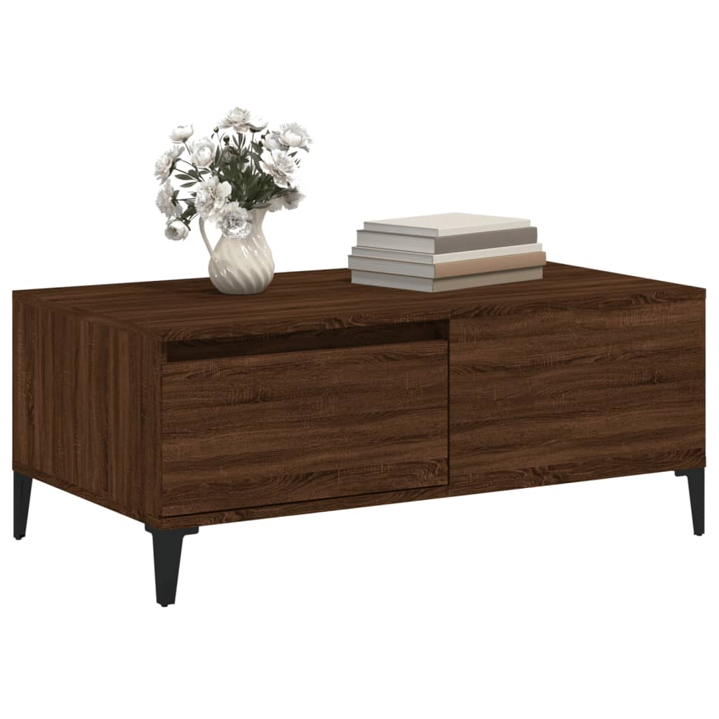 Coffee Table Brown Oak 90x50x36.5 cm Engineered Wood