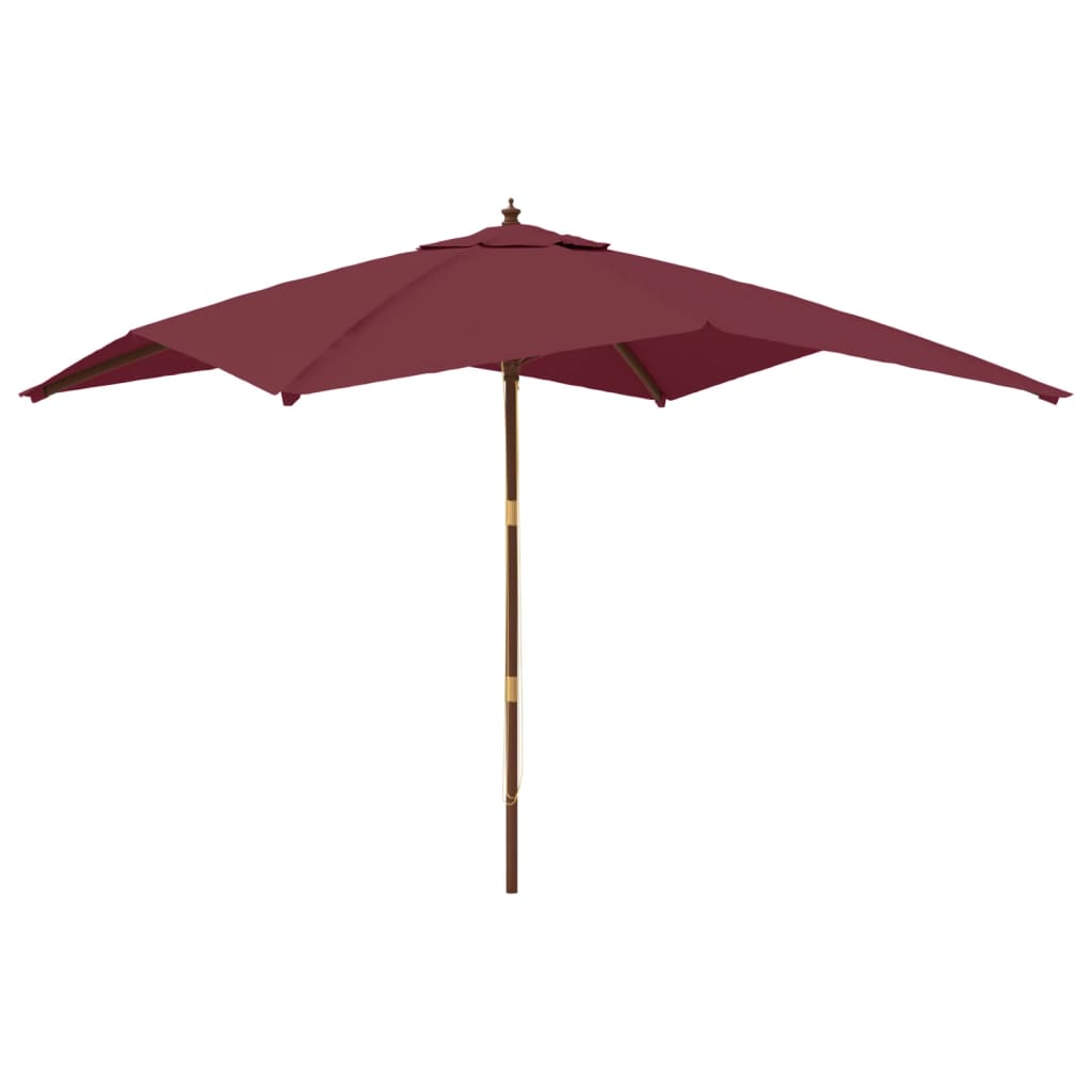 Garden Parasol with Wooden Pole Bordeaux Red 300x300x273 cm
