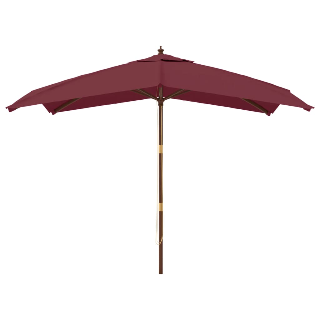 Garden Parasol with Wooden Pole Bordeaux Red 300x300x273 cm