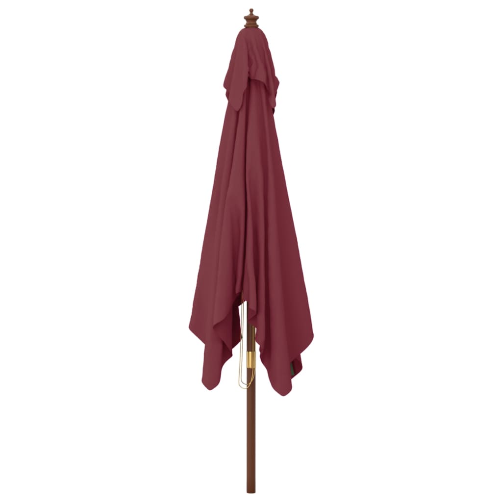 Garden Parasol with Wooden Pole Bordeaux Red 300x300x273 cm