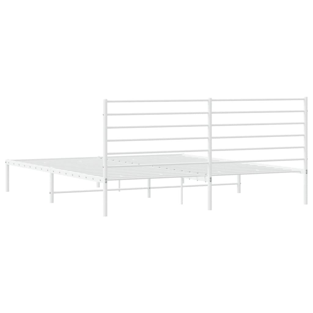 Metal Bed Frame without Mattress with Headboard White 180x200cm