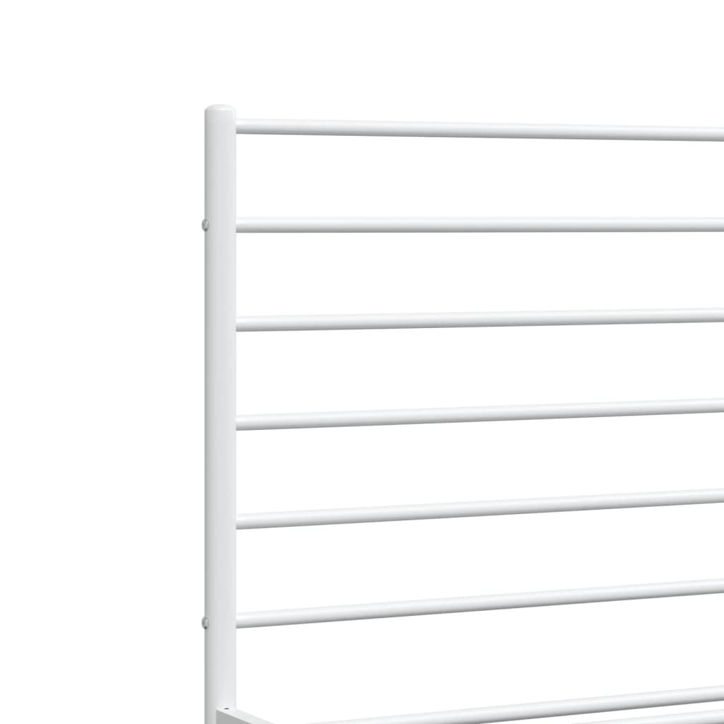 Metal Bed Frame without Mattress with Headboard White 180x200cm