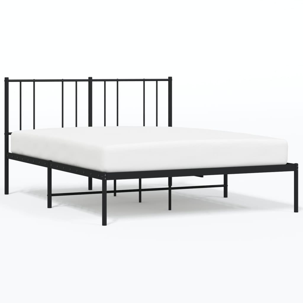 Metal Bed Frame without Mattress with Headboard Black 120x200cm