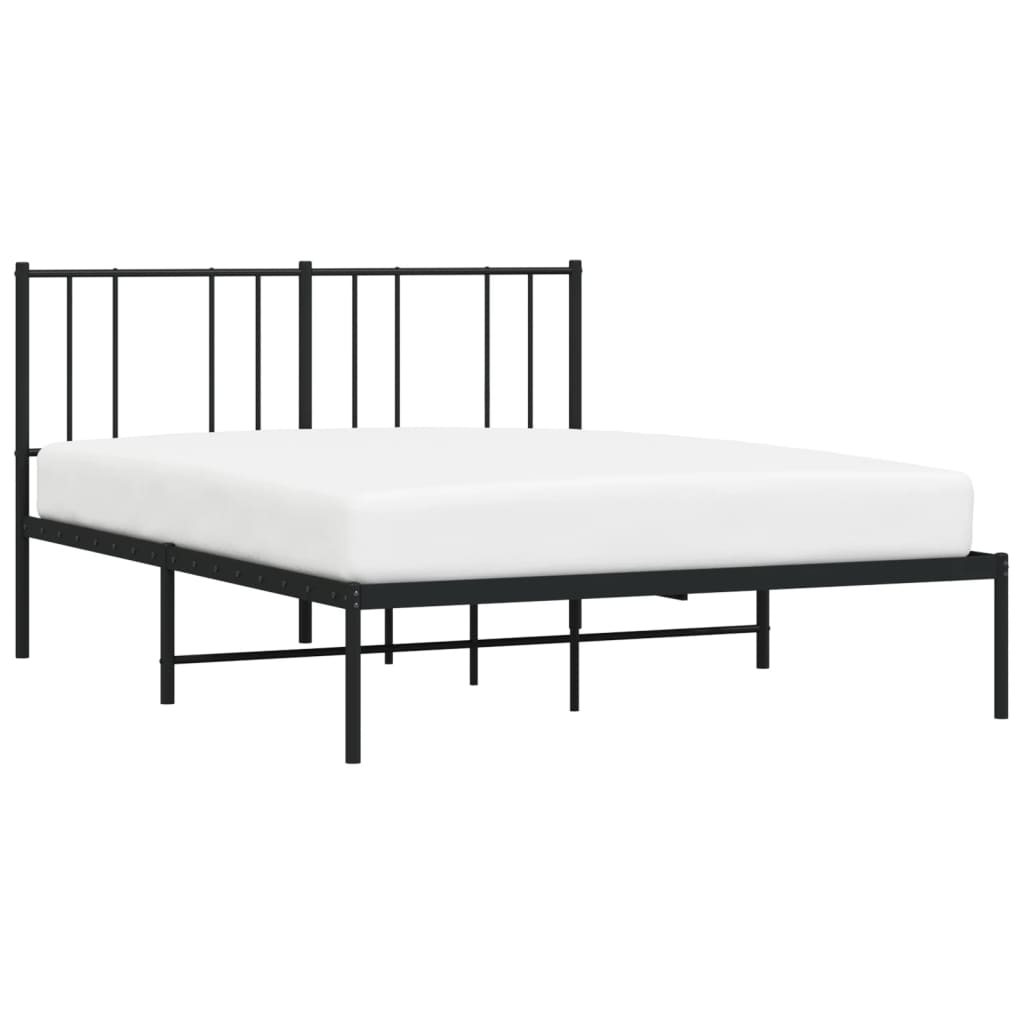 Metal Bed Frame without Mattress with Headboard Black 120x200cm