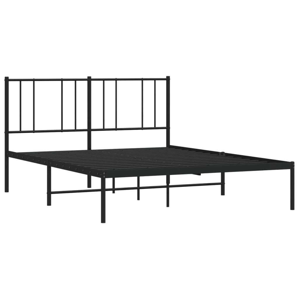 Metal Bed Frame without Mattress with Headboard Black 120x200cm