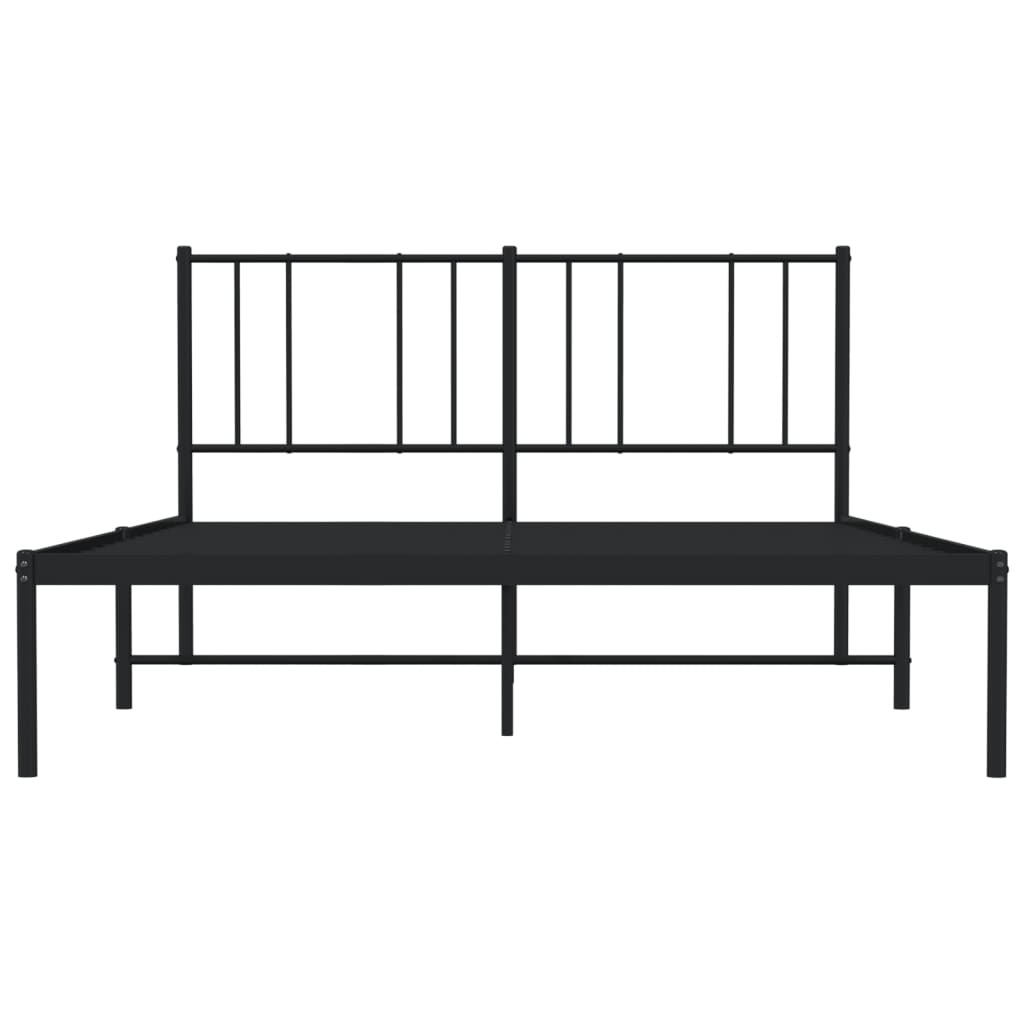 Metal Bed Frame without Mattress with Headboard Black 120x200cm