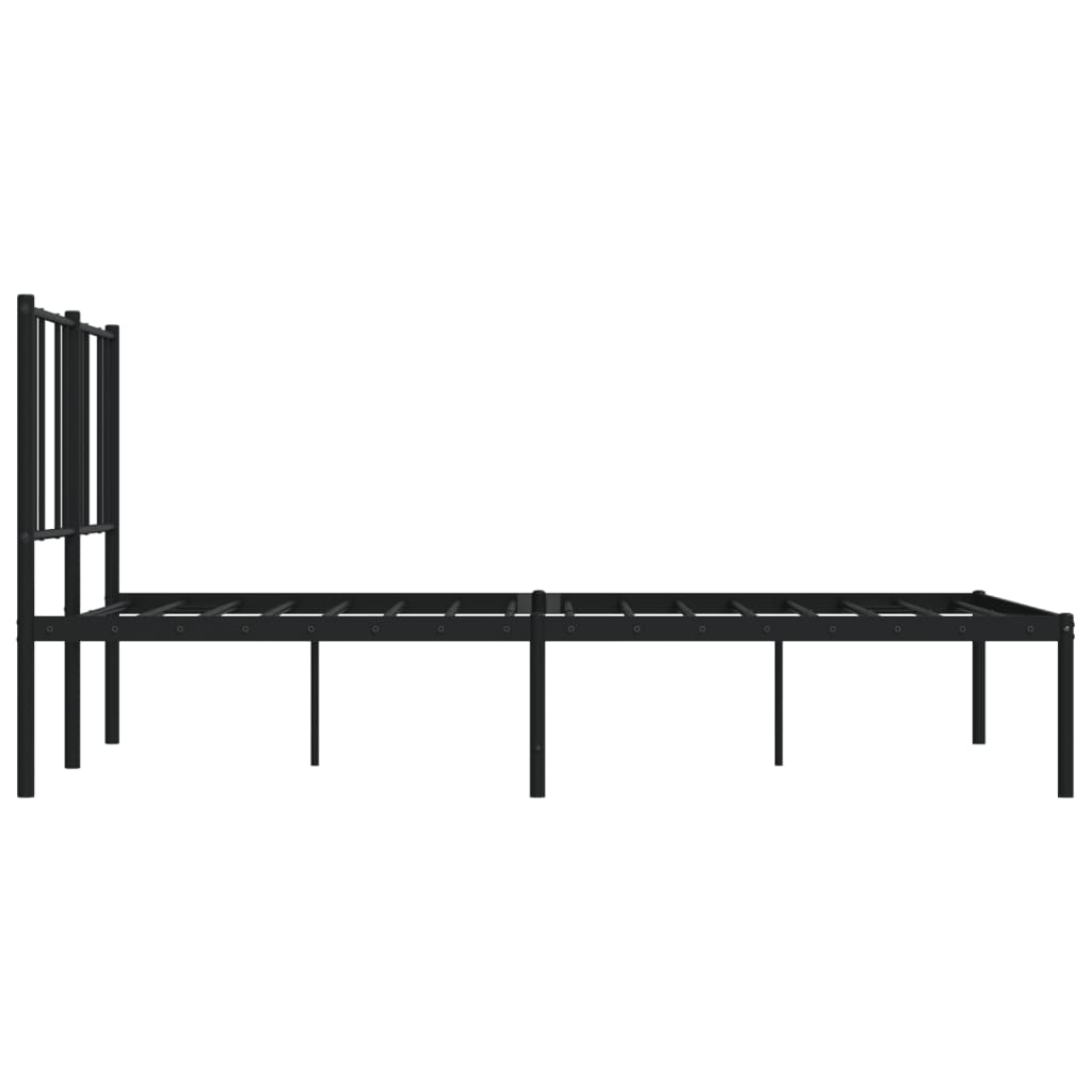 Metal Bed Frame without Mattress with Headboard Black 120x200cm