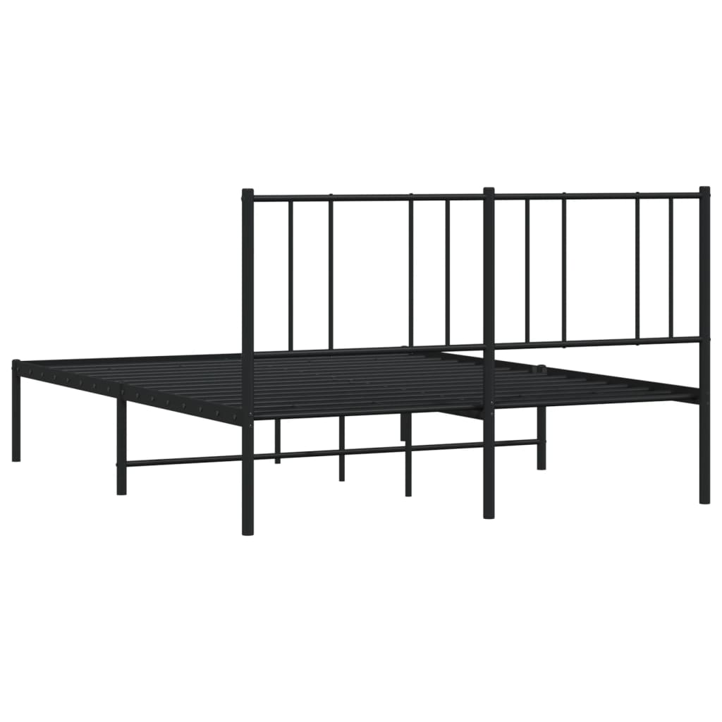 Metal Bed Frame without Mattress with Headboard Black 120x200cm