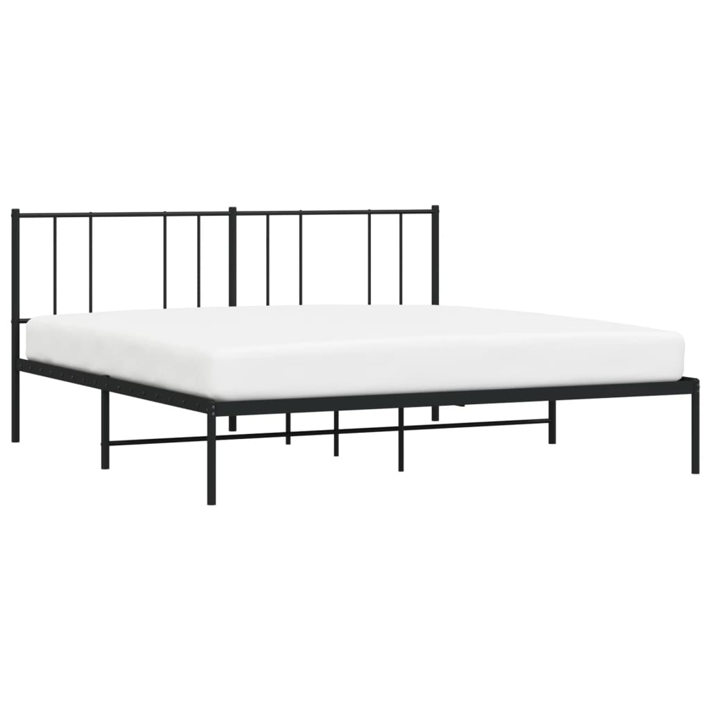Metal Bed Frame without Mattress with Headboard Black 200x200cm