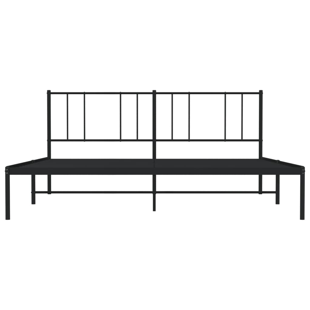 Metal Bed Frame without Mattress with Headboard Black 200x200cm